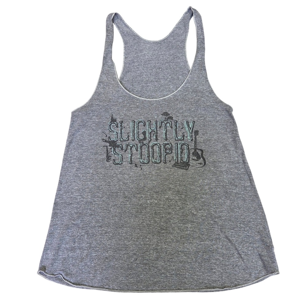 American Apparel Slightly Stoopid Band Graphic Racerback Tank Top Gray Medium